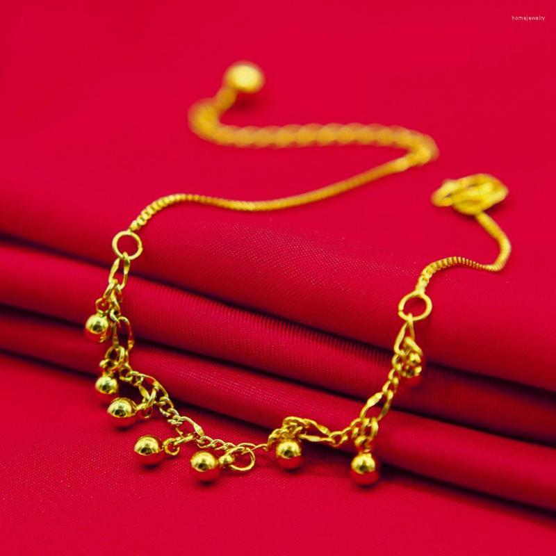 

Anklets Womens Anklet Chain With Lovely Bells Design 18k Yellow Gold Filled Classic Lady Girls Summer Foot Jewelry Gift