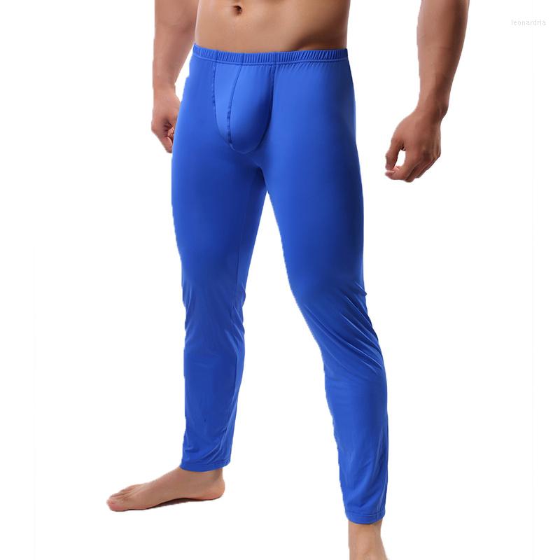 

Men's Sleepwear Mens Sleep Bottoms Ice Silk Sexy Bugle Pouch Trousers Lounge Pants Ultra-thin Slip Homme Pyjama Pajama Underwear 2XL, Black