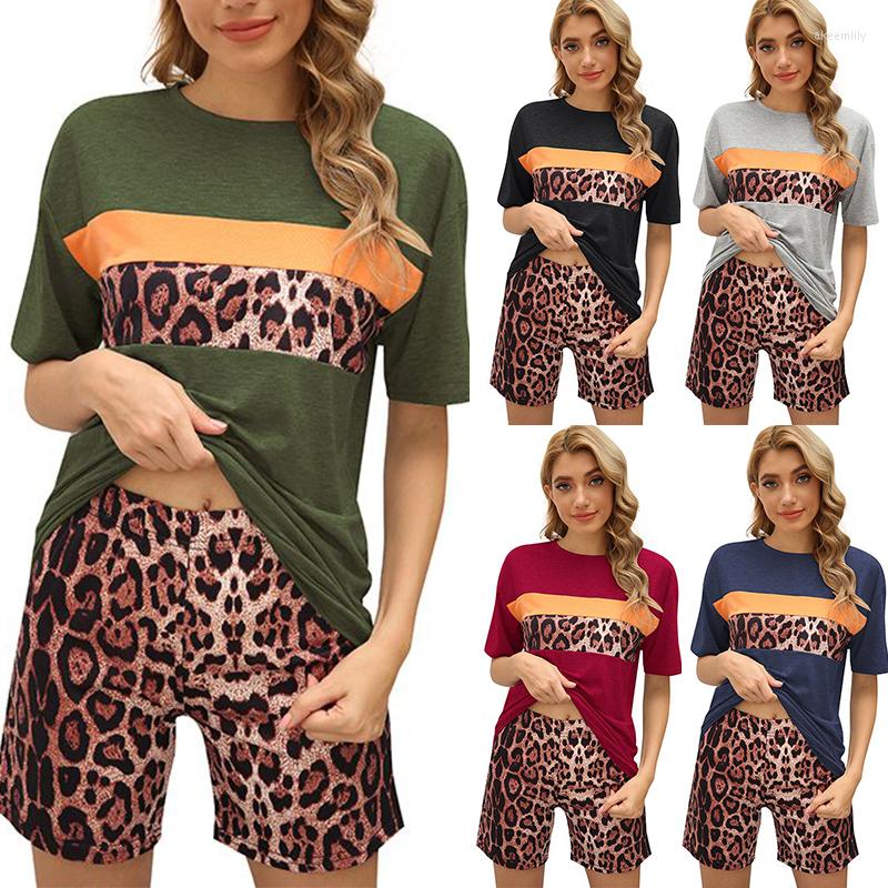 

Women' Tracksuits Leopard Loose Casual Women Short Suits Summer Tshirt & Pant Homen Service Comfortable Beachwear, Black