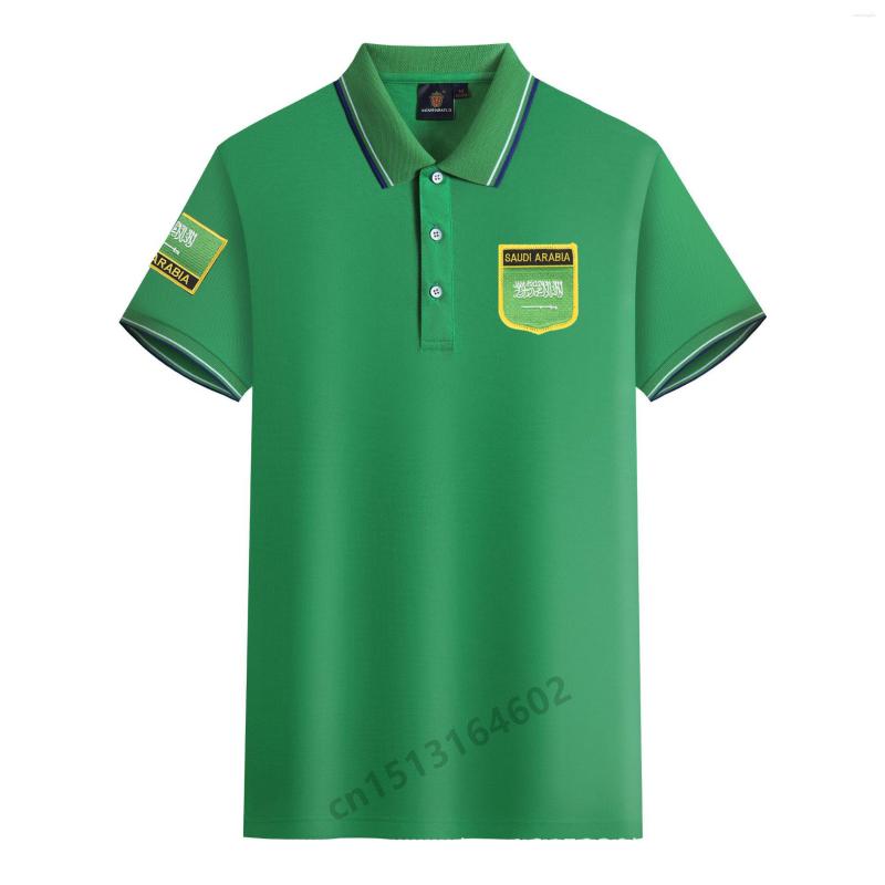 

Men' Polos Saudi Arabia SA Embroidery Shield Patch Country Flag Polo SHIRT Men Women Unisex Short Sleeve Slim Fit Comfort Loose, Black