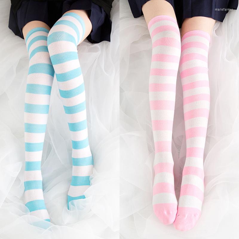 

Women Socks Original 8 Colors Striped Stockings Soft Sister Knee Length Lolita Girl Cute Japanese Sweet Thigh High Female, Beige