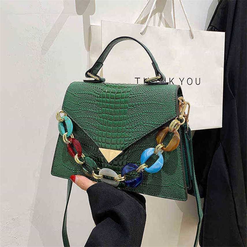 

Women's bag new women's s2022 fashionable one shoulder cross versatile alligator pattern Hand Purses, Black