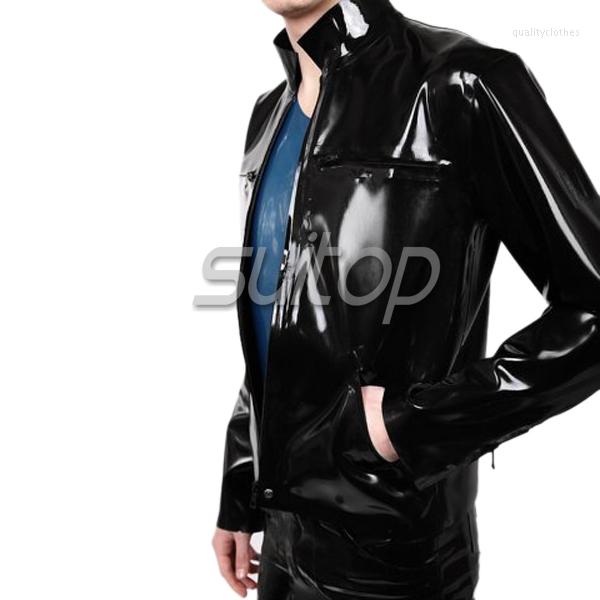 

Men's Jackets Men 's Latex Jacket With High Neck Rubber Garment, White