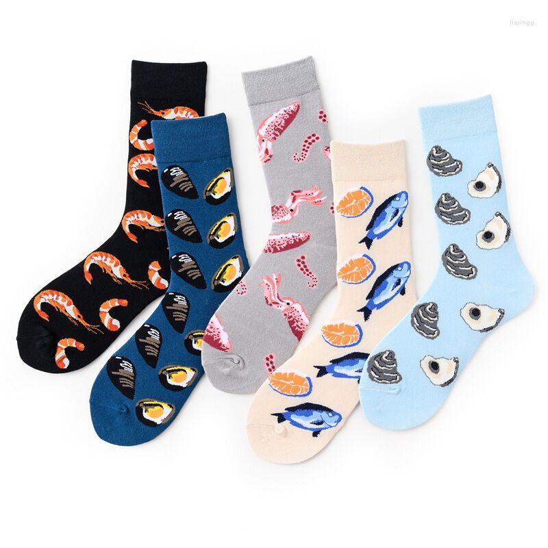 

Men's Socks European And American Product Tide Brand Personalized Peanut Fillet Seafood Series Couple Cotton, Black