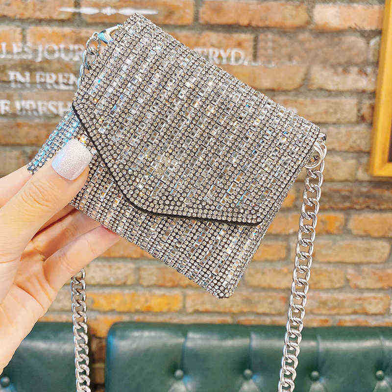Sacs de soirée Designer Pochette Poignée Strass Argent Brillant Cristal De Mariage Sacs À Main Et Sac À Main Épaule Mini 220623