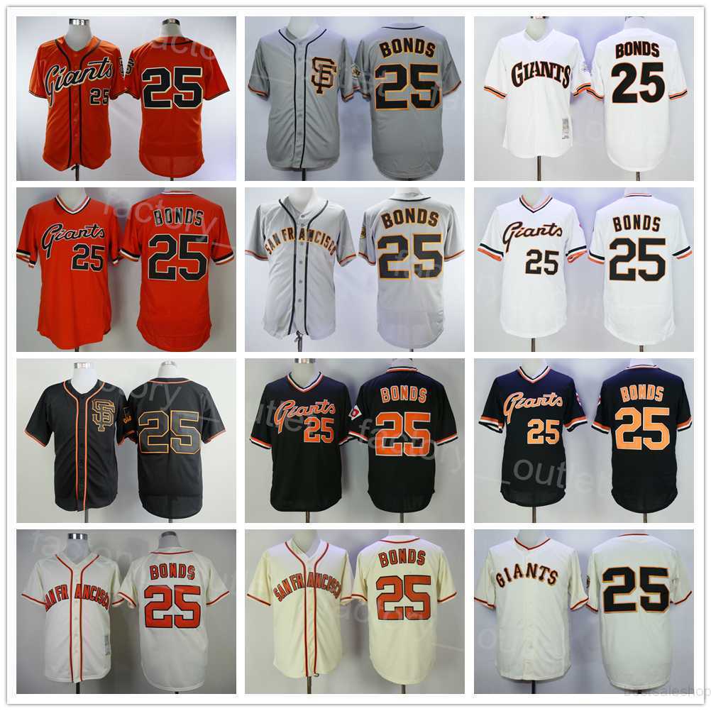 

1989 2004 Throwback Baseball 25 Barry Bonds Vintage Jersey Men Retro Team Color Black White Orange Beige Grey All Stitched Pullover Cool Base Flexbase For Sport Fans