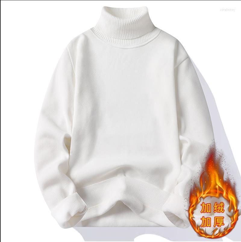 

Men's Sweaters Winter Men's Fleece Turtleneck Slim Knitted Pullovers Men Solid Color Casual Male Warm Knitwear 7003-1, Black