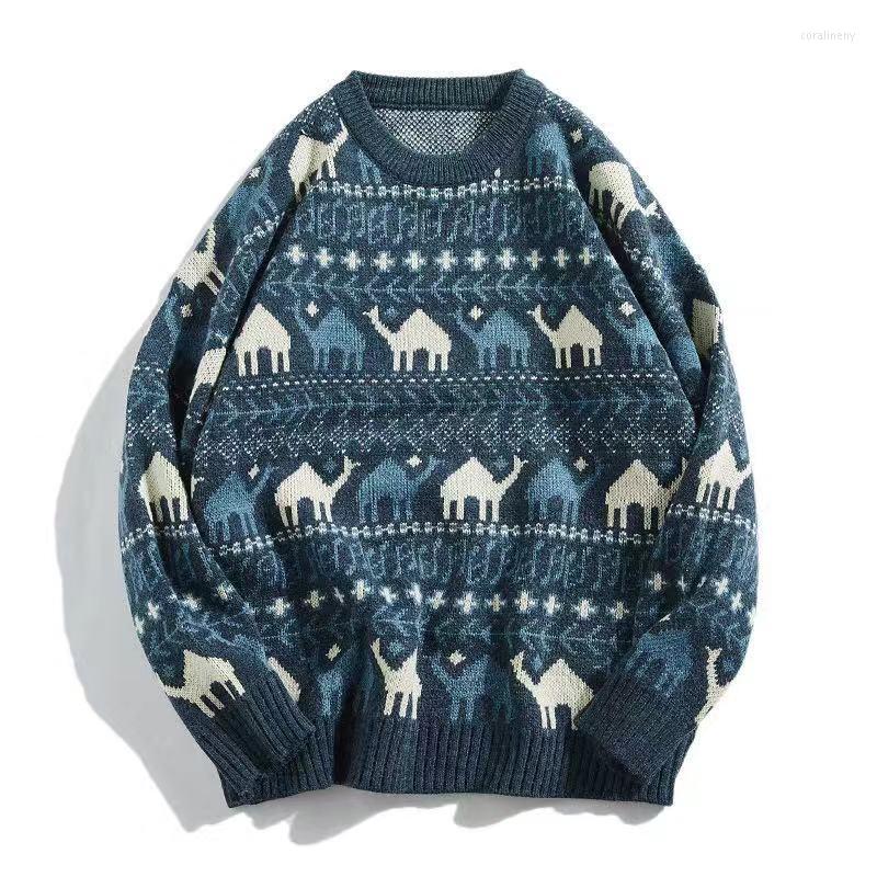 

Men's Sweaters Men Sweater 2022 Spring Autumn Retro Print Pullover Men's Pull Homme Casual Loose Soft, Green