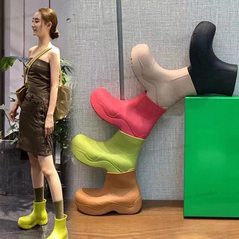 

fashion womens Short boots light waterproof Grass Casual shoes botega genuine rubber Oversized sole Various One-piece booties X1Mr#
