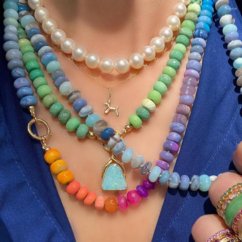 

Choker Boho Tie Multicolor Stone Necklaces For Women Long Beads Letter Words Pendants Statement Necklace Beaded Ethnic Jewelry Handmade