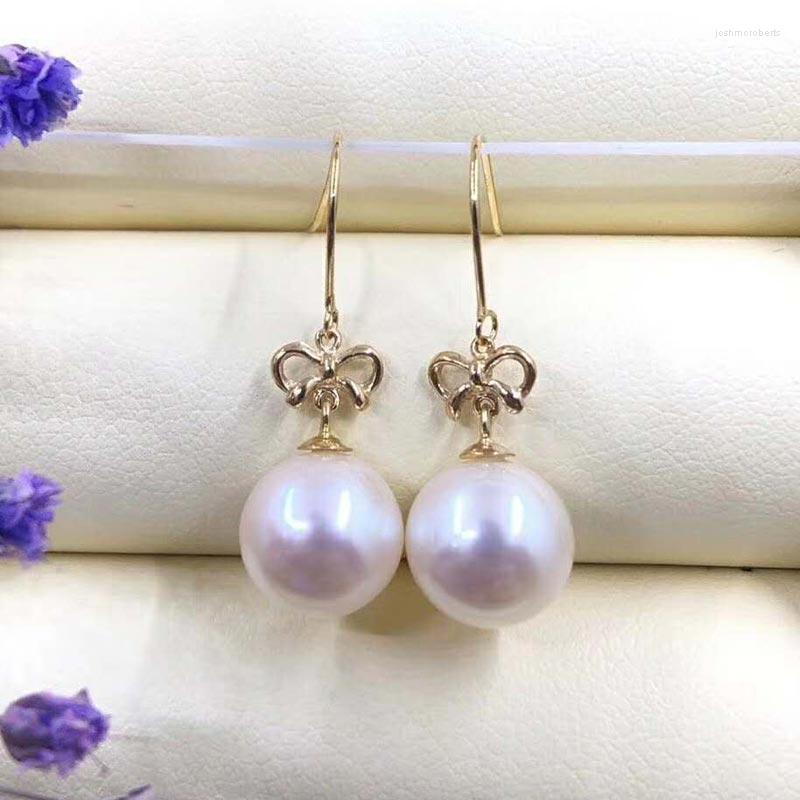 

Dangle Earrings Xin Yi Peng Real 18 K Gold Inlaid Natural Round Pearl Female For Women Drop Fine Jewelry AU750