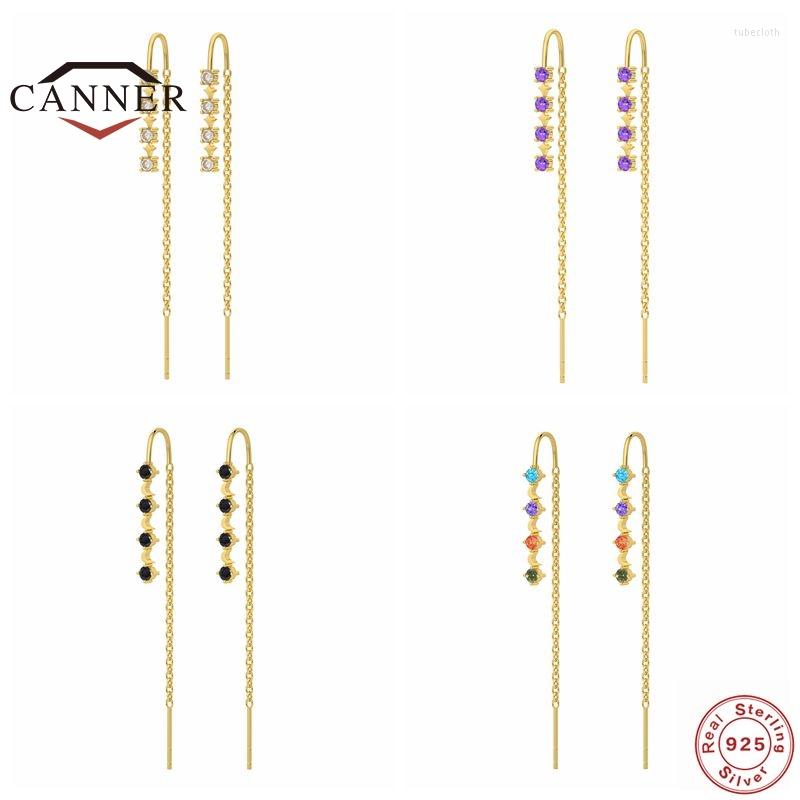 

Stud Earrings CANNER Colorful Zircon 925 Sterling Silver For Women Piercing Chain Earring Jewelry Pendientes Plata Gift