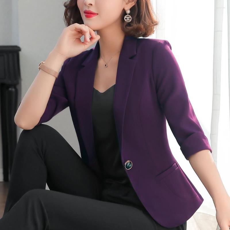 

Women' Suits Coat Female Style One Button Fashion Five-point Sleeve Temperament Casual Small Suit Ladies Traje