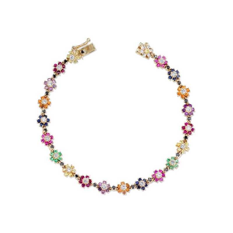 

Women's and Girls' Chain Bracelet Delicate Colorful Rainbow CZ Flor 2022 Jewelry