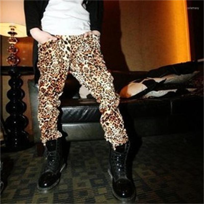 

Men's Pants Men's 28-42 Tide Personality Trend Leopard Casual Autumn Trousers Stage Equipment DJ Large Size, Leopard print