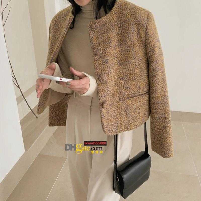 

Women's Jackets Fashion Coats Korean Chic Autumn Winter Casual O-Neck Single Breasted Loose Variegated Design Cardigan Short Coat Women, As shown