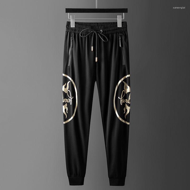 

Men's Pants High-end Brand European Letter Printed Casual Men's 2022 Spring And Summer Slim Fit Fashion Sports Leggings, Black