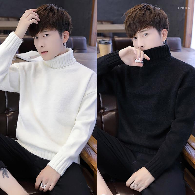 

Men's Sweaters White Turtleneck Men Clothes Winter Sweater Coats Solid Color Pullover Mens Knitted 4XL 2022 Autumn E592