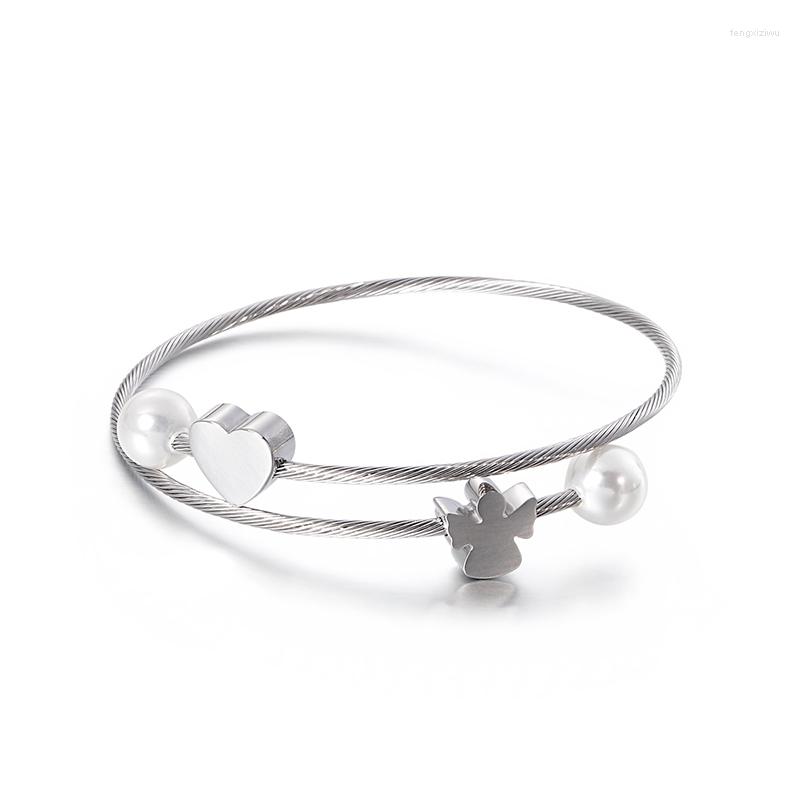 

Bangle 2022 Fashion Cute Angle Heart Women Color Gold Stainless Steel Lovely Girls Jewelry