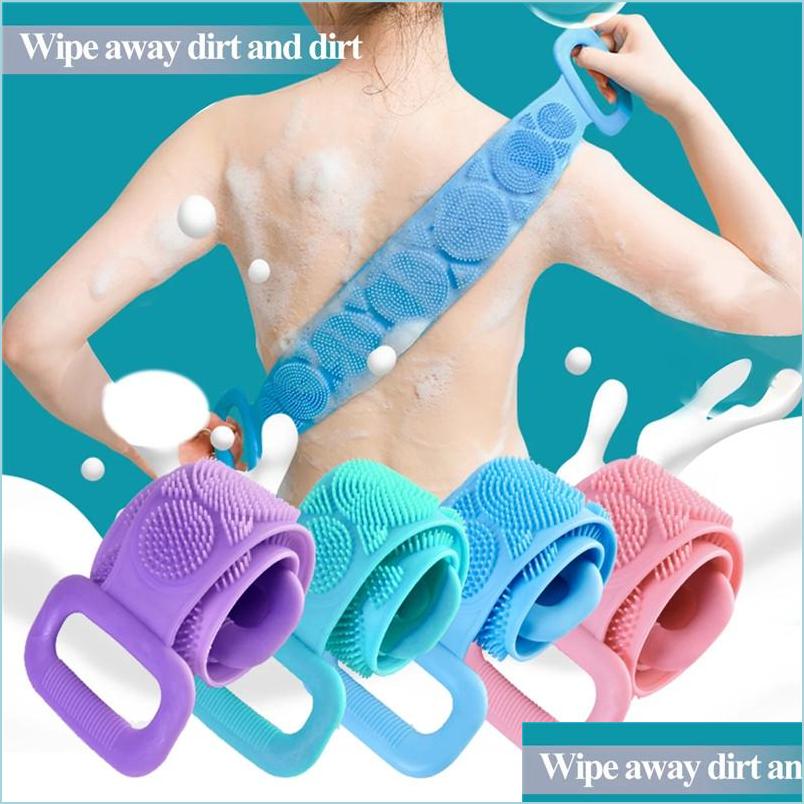 

Bath Tools Accessories Sile Bath Brush Soft Body Rub Exfoliating Mas For Shower Cleaning Bathroom Strap 5Pcs Drop Delivery 2022 He Dhhec