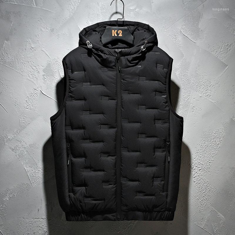

Men's Vests Winter Hooded Vest Men Solid Waterproof Warm Padded Sleeveless Jacket Casual Waistcoat Thicken Parkas Clothing 5XL, Gray