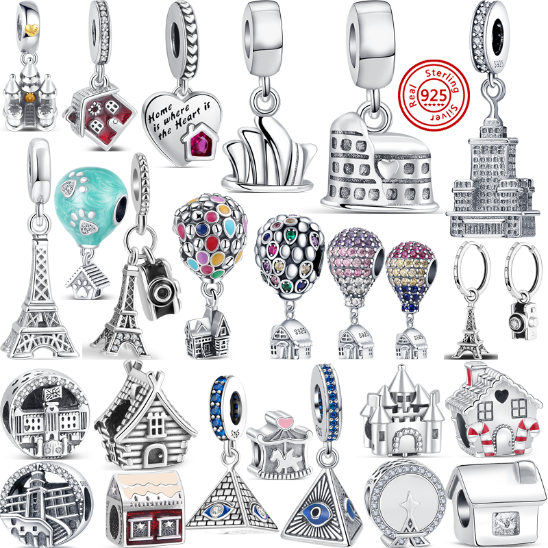 

Charms New 925 Sterling Sier Pyramid Castle Balloon House Iron Tower Fashion Beads Fit Original Pandora Bracelet Women Jewelry Drop Smtgk
