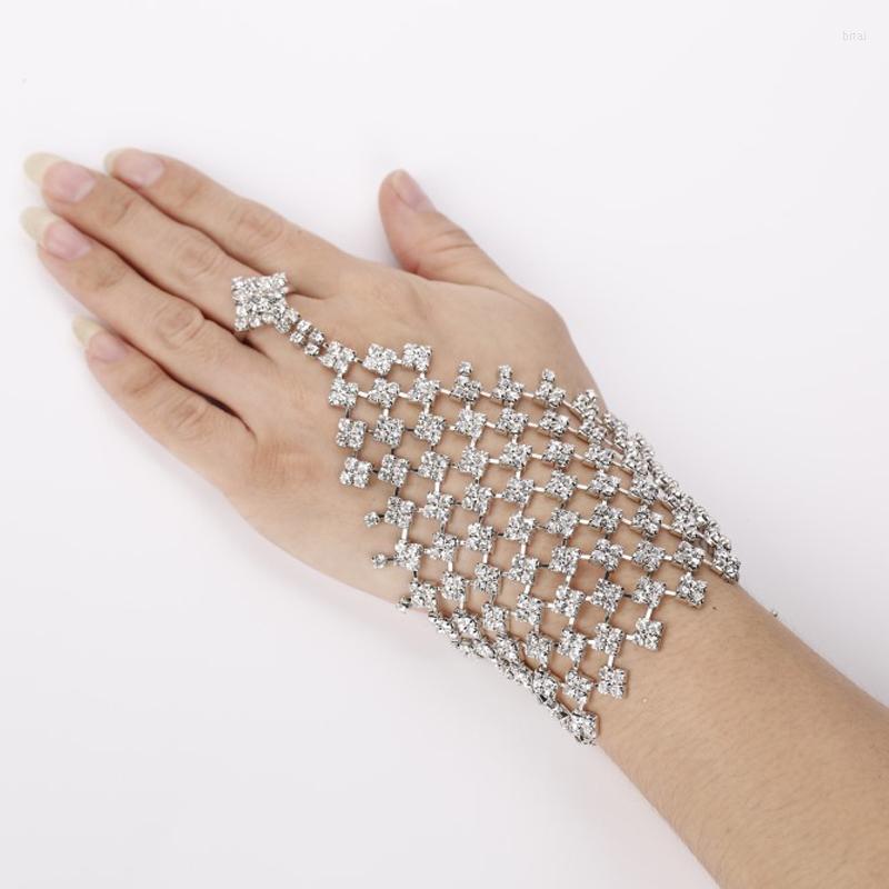 

Link Bracelets 2022 Luxury Fashion Women Bridal Gloves Gold Silver Color Crystal Wedding Bracelet Anklet Party Jewelry Gifts