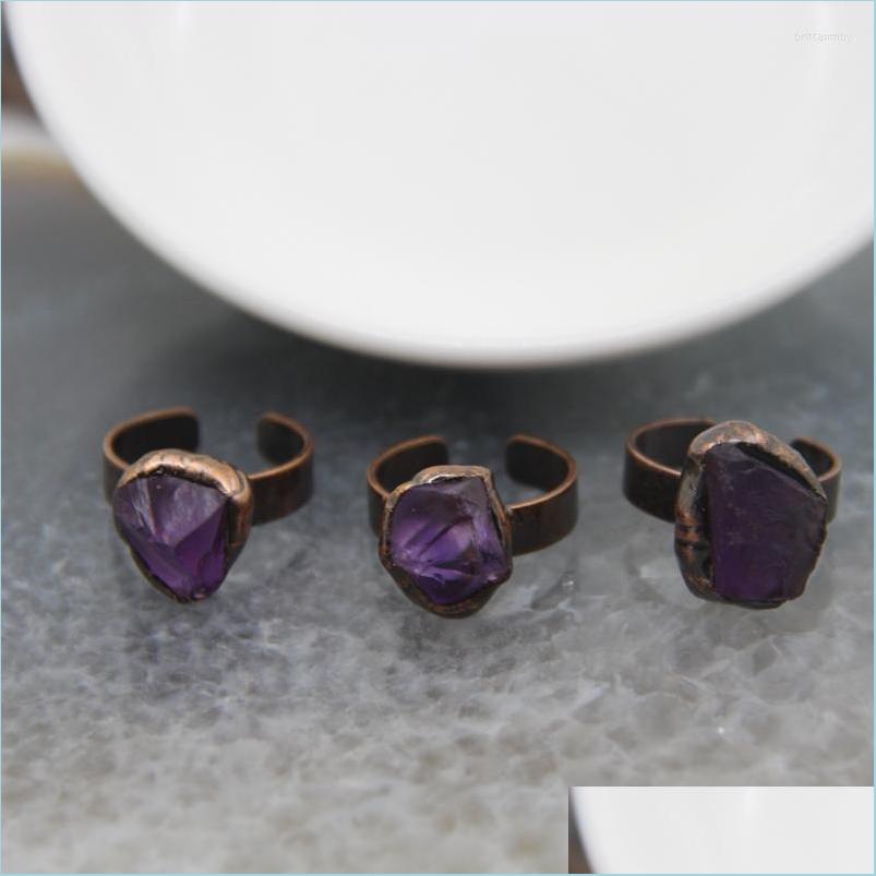 

Cluster Rings Cluster Rings Irregar Amethysts Net Adjustable Ring Healing Crystal Purple Quartz Finger For Women Stylish Jewelry Gif Dhza5