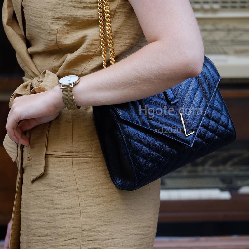 

168560 24cm ENVELOPE bag in grained embossed leather shoulder bags woman crossbody bagsss designer bag fashion chain bagss With box Y002