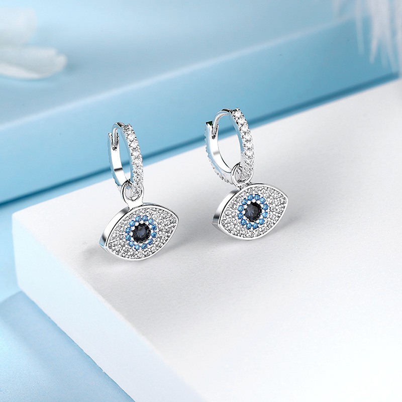 

S3288 Fashion Jewelry Evil Eye Dangle Earrings For Women Zircon Blue Eyes Earrings