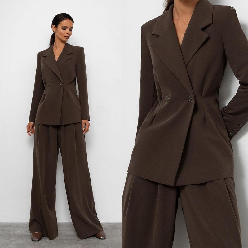 

Women's Two Piece Pants Sexy Slim Fit Women Suits Vintage Notched Lapel Blazer Wide Legs Custom Made Party Prom Casual Jacket, Ivory