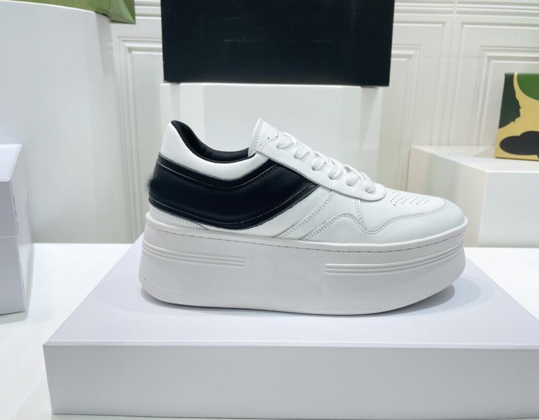 

Luxury Designer Women Casual Shoes BLOCK Slope Heel Sneakers Sponge Cake Thick Sole Low Top Color Contrast Casual Shoe Outsole Cow leather, Color 4