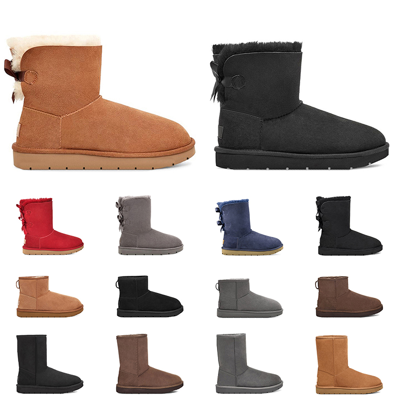 

luxury designer boots shoes gai women classic ankle short snow boot triple black chestnut brown navy grey pink womens booties