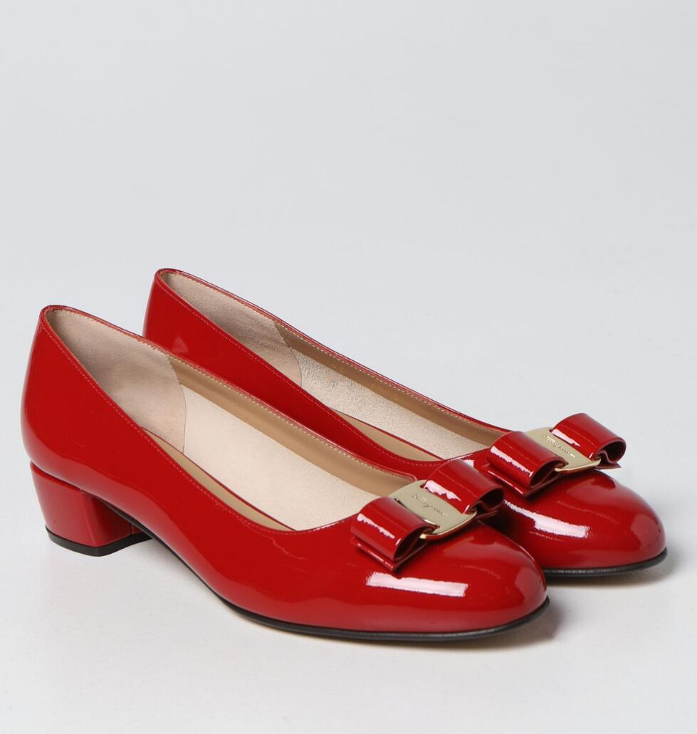 

Elegant Style Vara 1 Naplak Sandals Shoes Bow Women Pumps Engraved Logo Wide Heels Round toe Lady Party Wdding Dress EU35-43