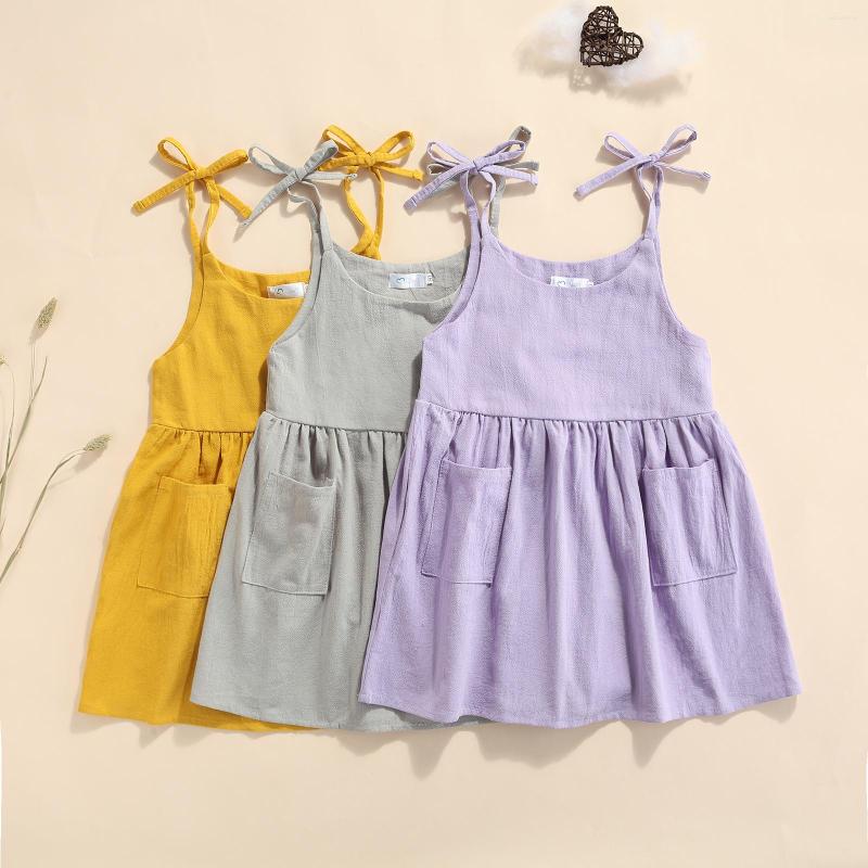 

Girl Dresses Born Baby Girls Summer Cute Camisole Dress With Adjustable Bandage Solid High Waist Clothing Infant Outfits Clothes, Purple