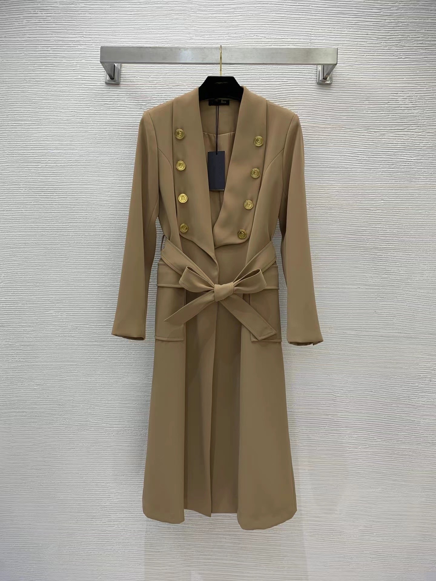 

2022 Autumn Winter Milan Runway Women' Trench Coats Lapel Neck Long Sleeve fashion Brand Same Style Women' Jackets Designer Outerwear 1031-1, Black