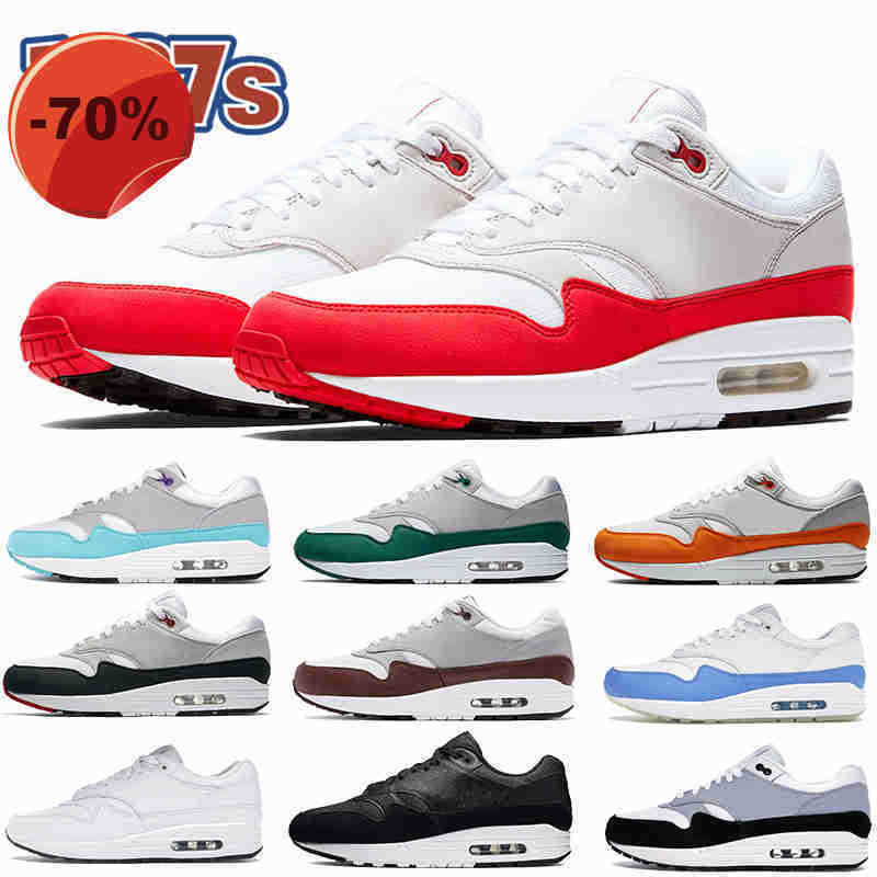 

Men 1 87s running Shoes jewel university blue white black anniversary obsidian royal aqua red mystic dates live together mens sneakers women, 04 white black