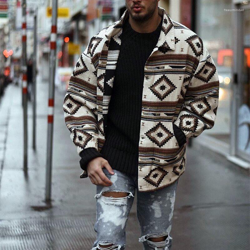 

Men' Casual Shirts Argyle Pattern Print Men Thick Coat Spring Autumn Fashion Single Breasted Tops Mens Lapel Collar Shirt 2022Streetwear, Khaki