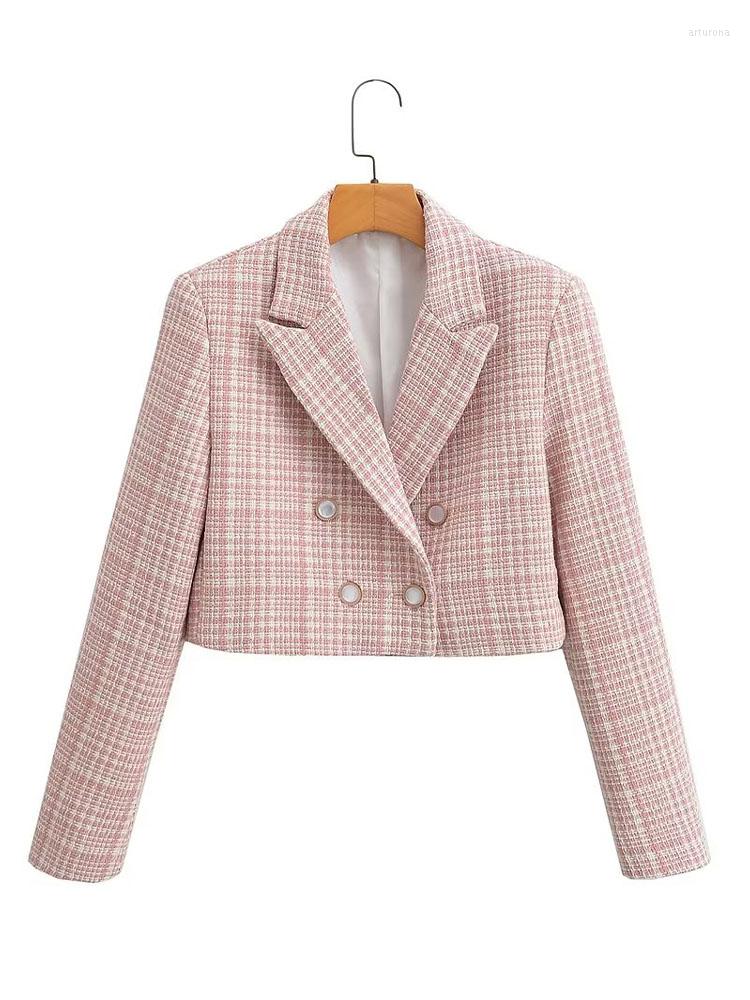 

Women' Jackets 2022 Autumn And Winter Women' Retro Lapel Fashion Slim Temperament Small Fragrant Wind Short Jacket, Pink