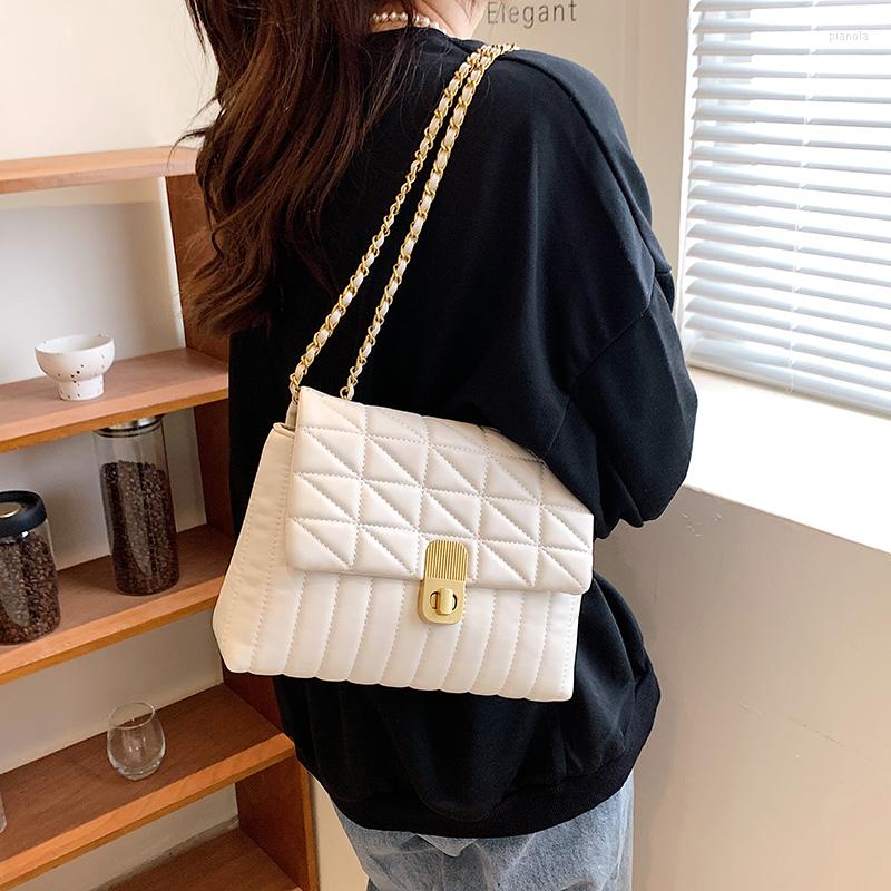 

Evening Bags Fashion Women's Bag Chain Shoulder High Quality Solid Color PU Leather Ladies Wild Sac A Main, Black