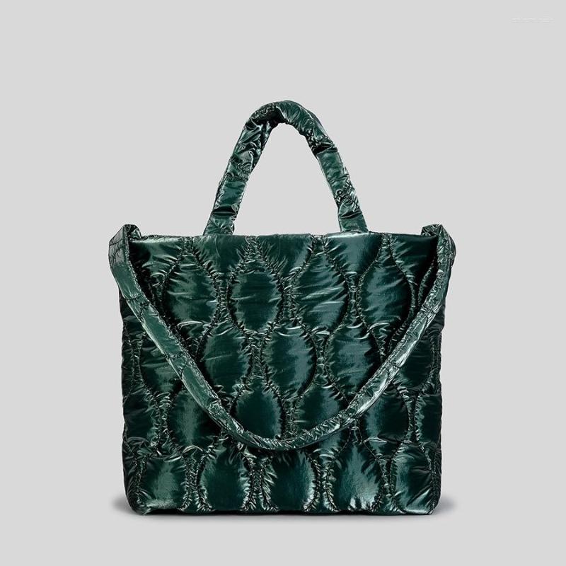 

Evening Bags Fashion Nylon Quilted Large Capacity Tote Bag Padded Women Handbags Luxury Down Cotton Shoulder Big Puffy Winter, White