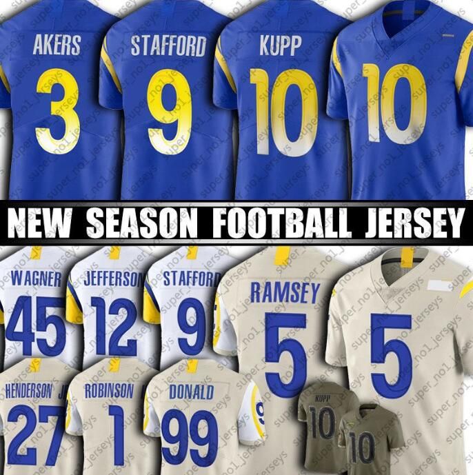 

CUSTOM 10 Cooper Kupp Jersey Los Angeles''Rams''Aaron Donald Jalen Ramsey Matthew Stafford Bobby Wagner Men women youth rugby football''nfl, Stitched