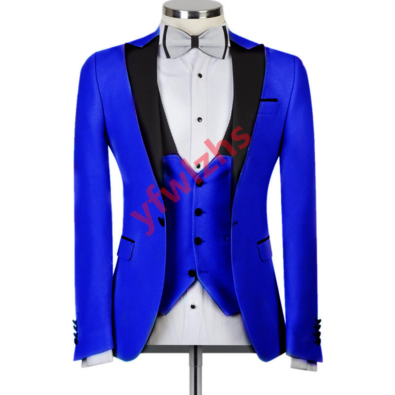 

Handsome One Button Groomsmen Peak Lapel Groom Tuxedos Mens Wedding Dress Man Jacket Blazer Prom Dinner suits Jacket Pants Tie Vest W1032, Same as image