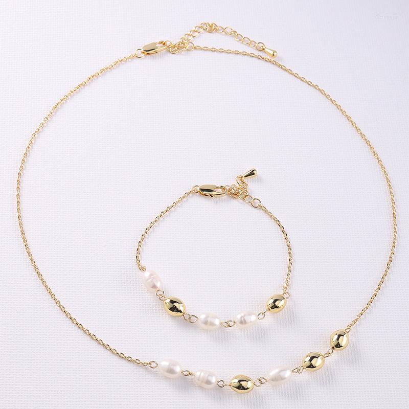 

Choker LONDANY Necklace Freshwater Pearl Women Small Golden Bean Natural Bracelet