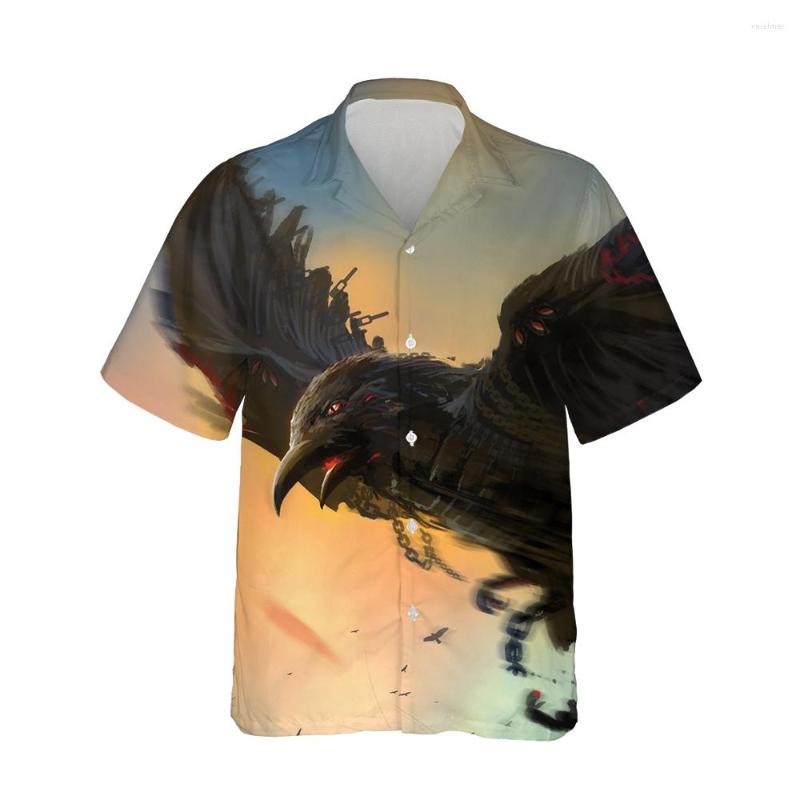 

Men' Casual Shirts Jumeast 3d Halloween Horror Raven Blood Printed Hawaiian Shirt Men Short Sleeve Streetwear Plus Size Fashion Gothic Tops, 01
