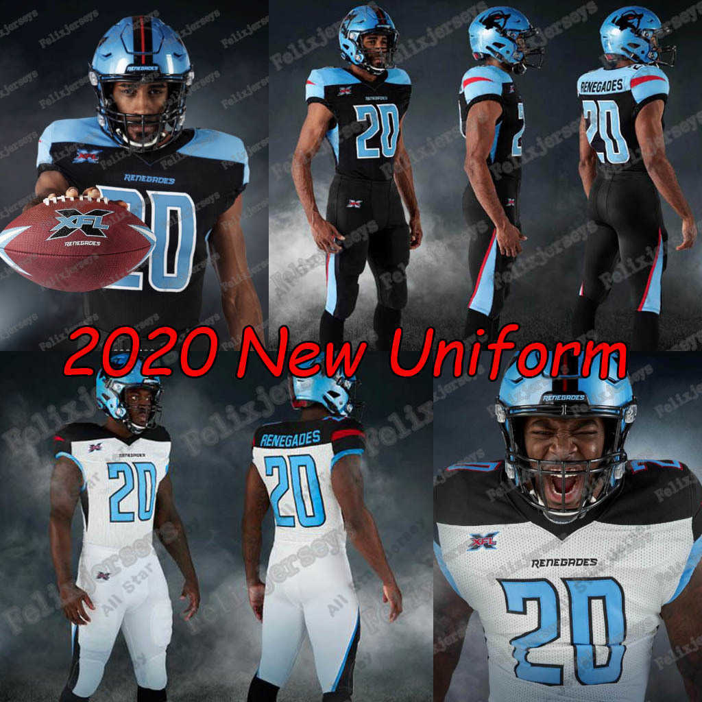 

Football Jerseys 2020 Renegades XFL Football Jersey Landry Jones Phillip Nelson Cameron Artis-Payne Dimitri Flowers Darnell Holland Marquis Young Jeff Badet, White youth size s-xl
