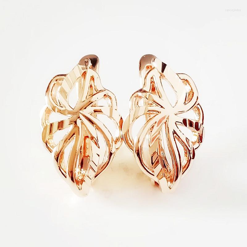 

Dangle Earrings Fashionable Drop Jewelry For Women Rose 585 Gold Colorg Leaf Shape