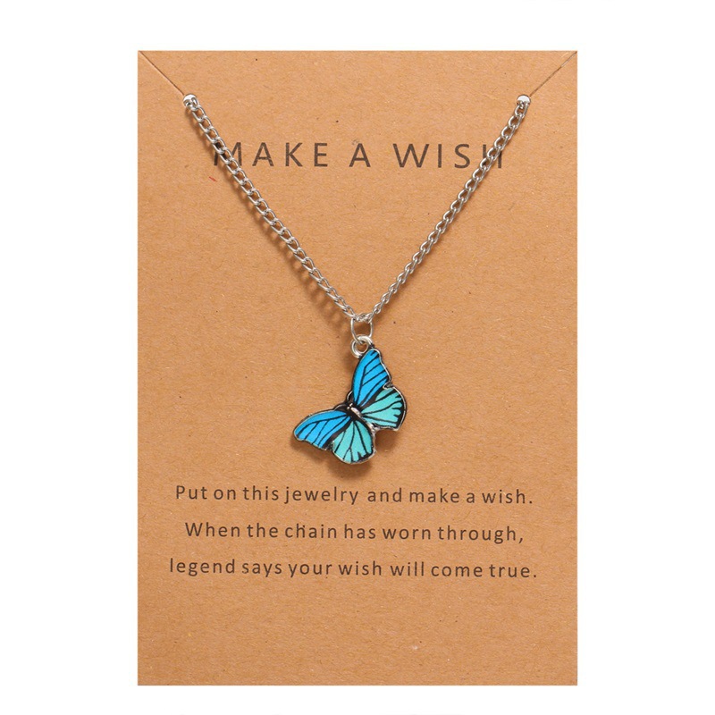 

Blue Color Butterfly Chocker Necklace for Women Gold Vintage Pendant Chain Fashion Jewelry Party Gift