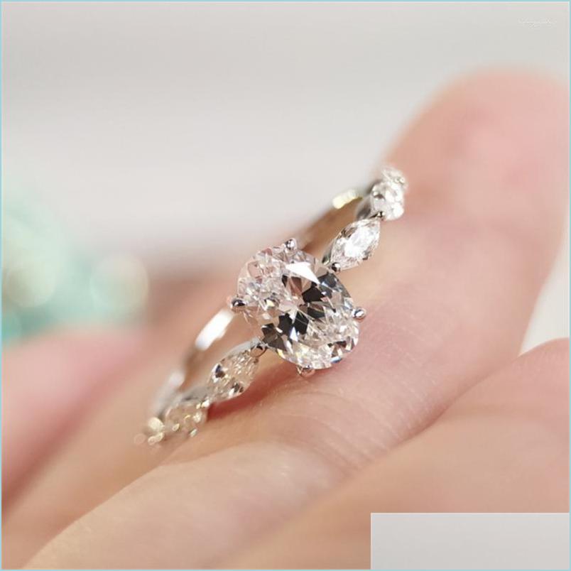 

Cluster Rings Cluster Rings Sterling Sier Color Ring For Women Natural Moissanite Gemstone Jewelry Anillos De Egg Shape Wedding 925 Dhiuc
