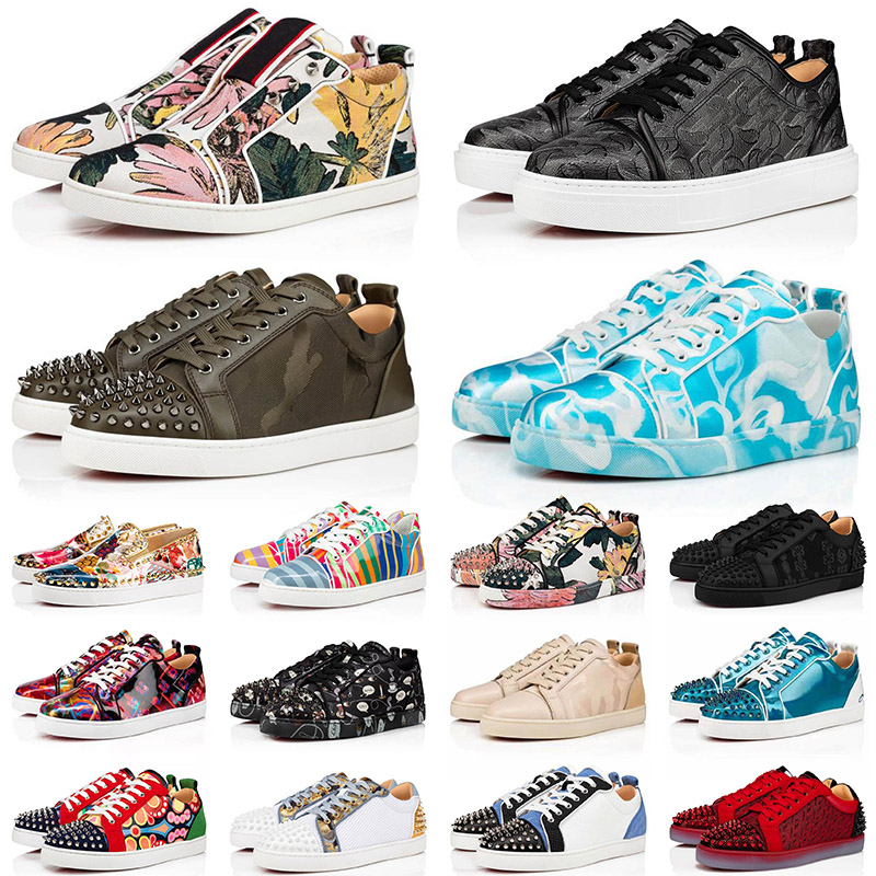 

2022 designer mens women red bottoms shoes sneakers big size 13 low cut platform luxury vintage spikes loafers bottom leather casual trainers jogging 35-47